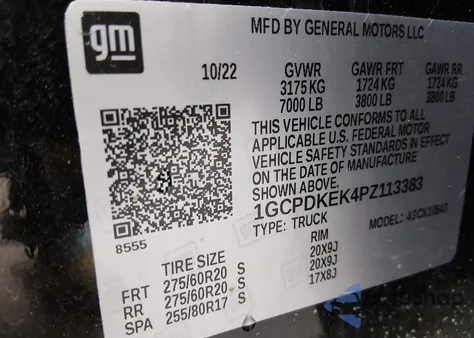 2023 Chevrolet Silverado 1500 4Wd Short Bed Lt With 2Fl из США, поврежденный, VIN 1GCPDKEK4PZ113383